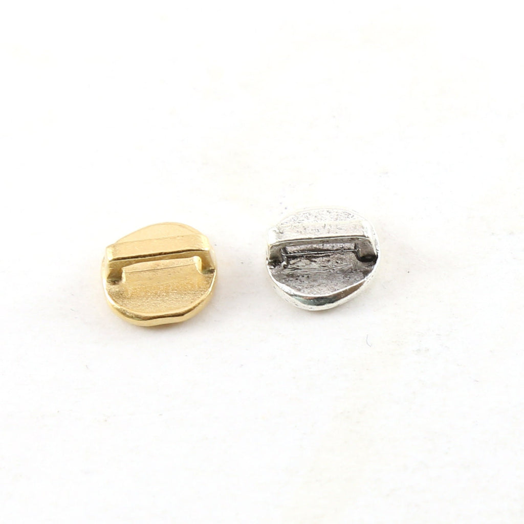 Pewter Organic Hammered Textured Button 8mm Round Circle Flat