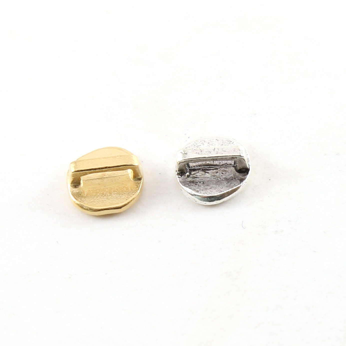 Pewter Organic Hammered Textured Button 8mm Round Circle Flat