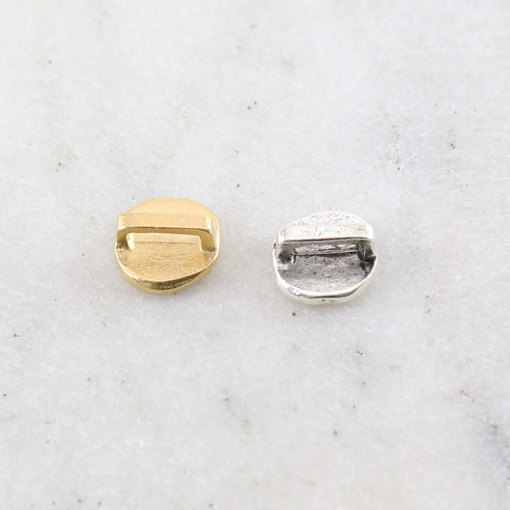 Pewter Organic Hammered Textured Button 8mm Round Circle Flat