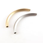 73mmx4mm Pewter Extra Large Long Curved Bar Tube Metal Bead Leather