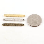 Pewter Metal Medium Hammered Textured Bar 36mm x 4mm Pendant