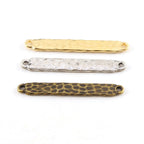 Pewter Metal Medium Hammered Textured Bar 36mm x 4mm Pendant