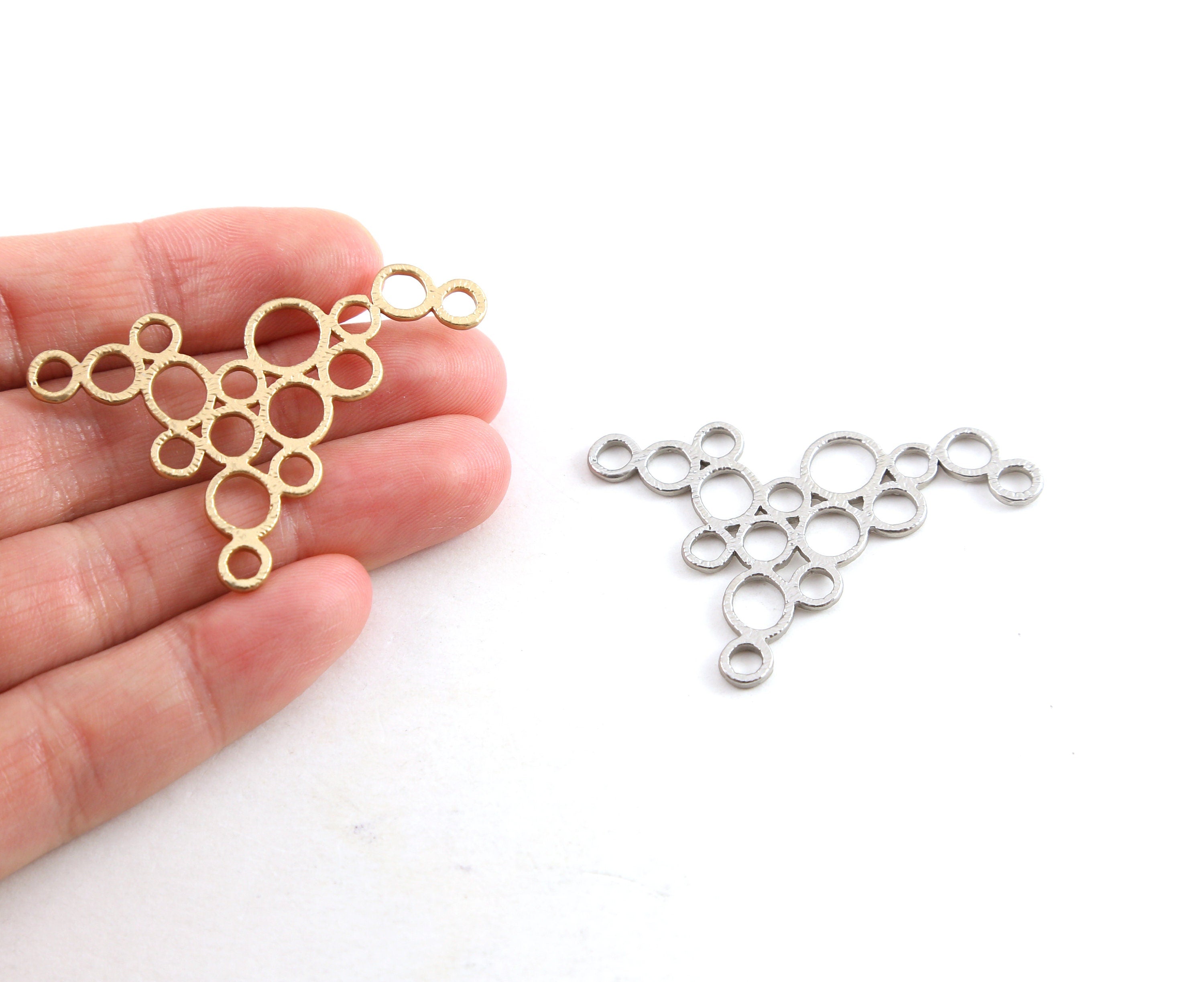 45mmx31mm Pewter Large Connected Circle Geometric Leaf Connector Link