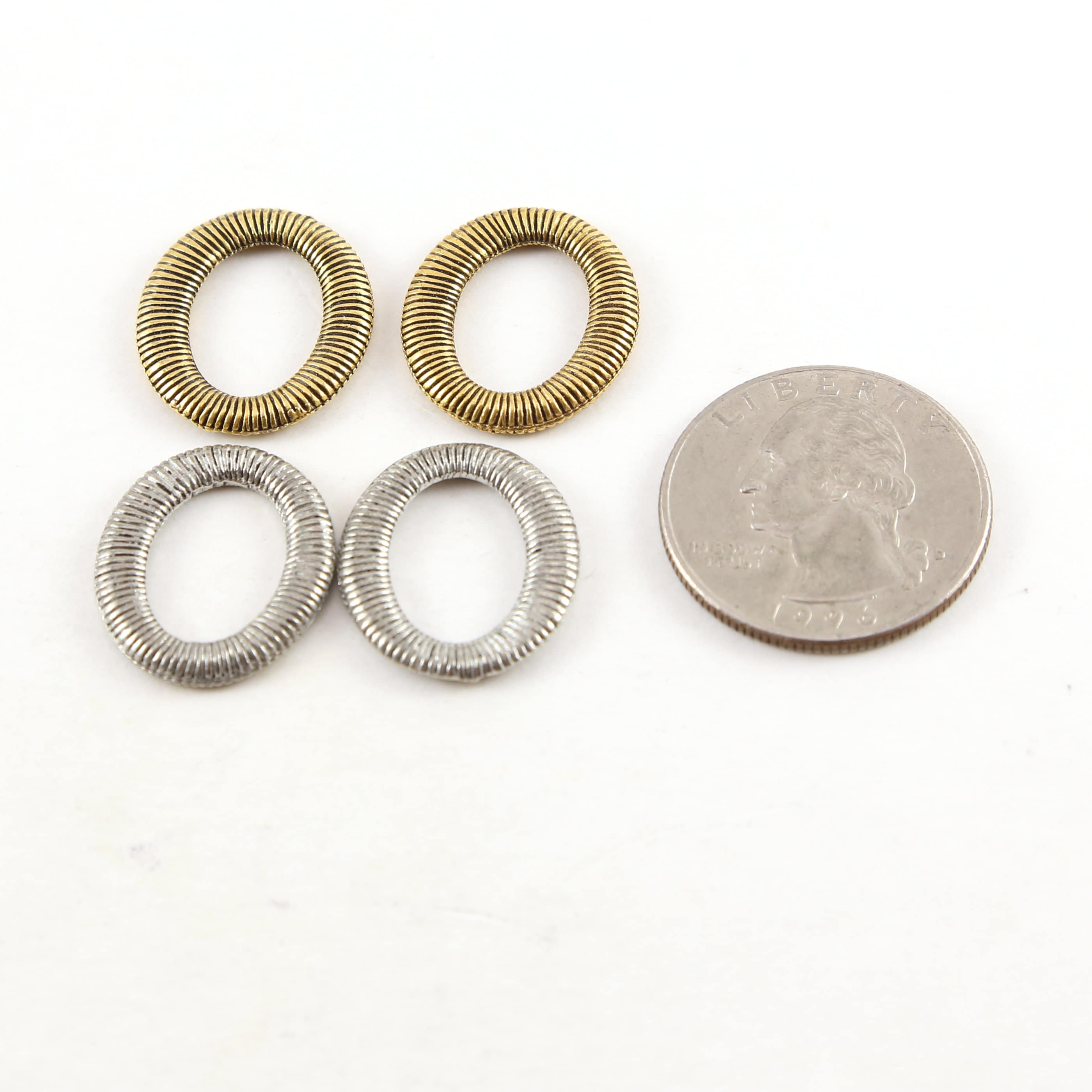 20mmx13mm Pewter Metal Twisted Ring Circle Oval Connector Spacer Bead (2pc)
