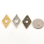 Pewter Metal Filigree Diamond Pendant Connector 2 Hole Charm