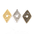 Pewter Metal Filigree Diamond Pendant Connector 2 Hole Charm