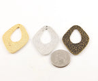 44mmx33mm Pewter Large Metal Textured Hammered Diamond Shaped Pendant