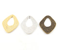 44mmx33mm Pewter Large Metal Textured Hammered Diamond Shaped Pendant