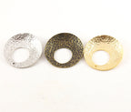 35mmx35mm Pewter Large Domed Open Circle Metal Brushed Textured Hammered