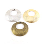 35mmx35mm Pewter Large Domed Open Circle Metal Brushed Textured Hammered