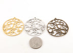 Pewter Large Filigree Swirl Curly Circle Metal Circle Coin