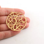 Pewter Large Filigree Swirl Curly Circle Metal Circle Coin