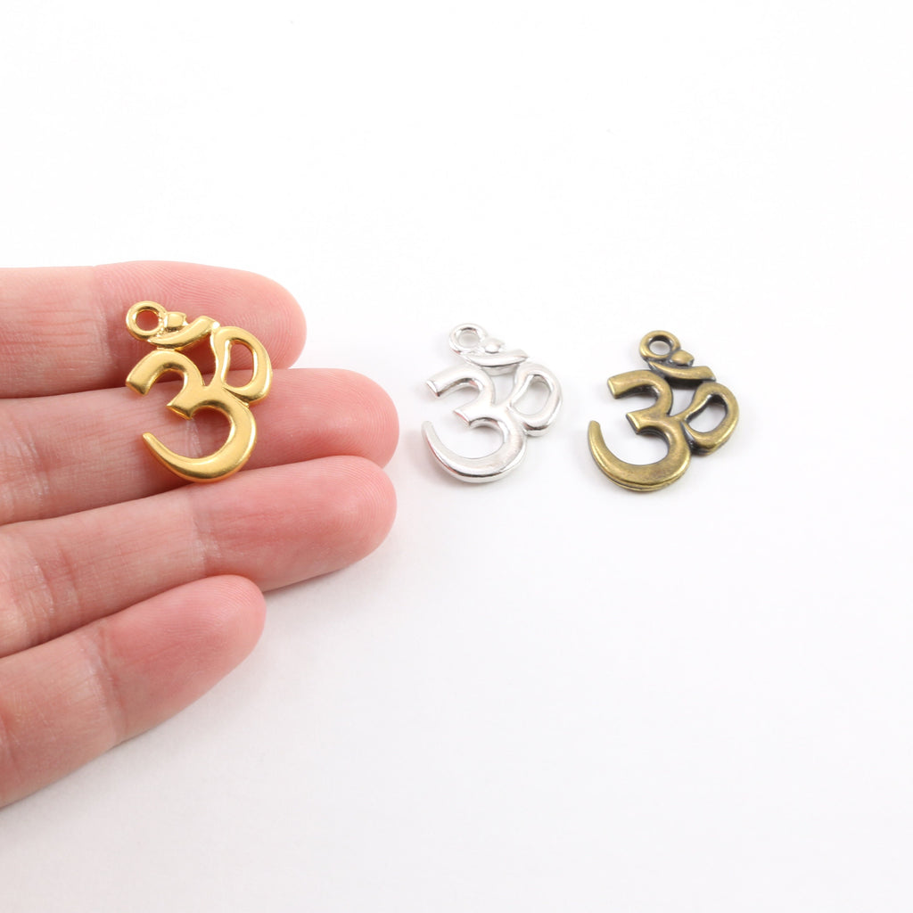 22mmx18mm Pewter Large Ohm Om Necklace Charm Buddha Mantra Yoga