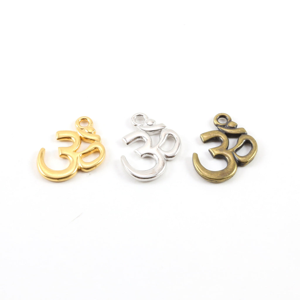 22mmx18mm Pewter Large Ohm Om Necklace Charm Buddha Mantra Yoga