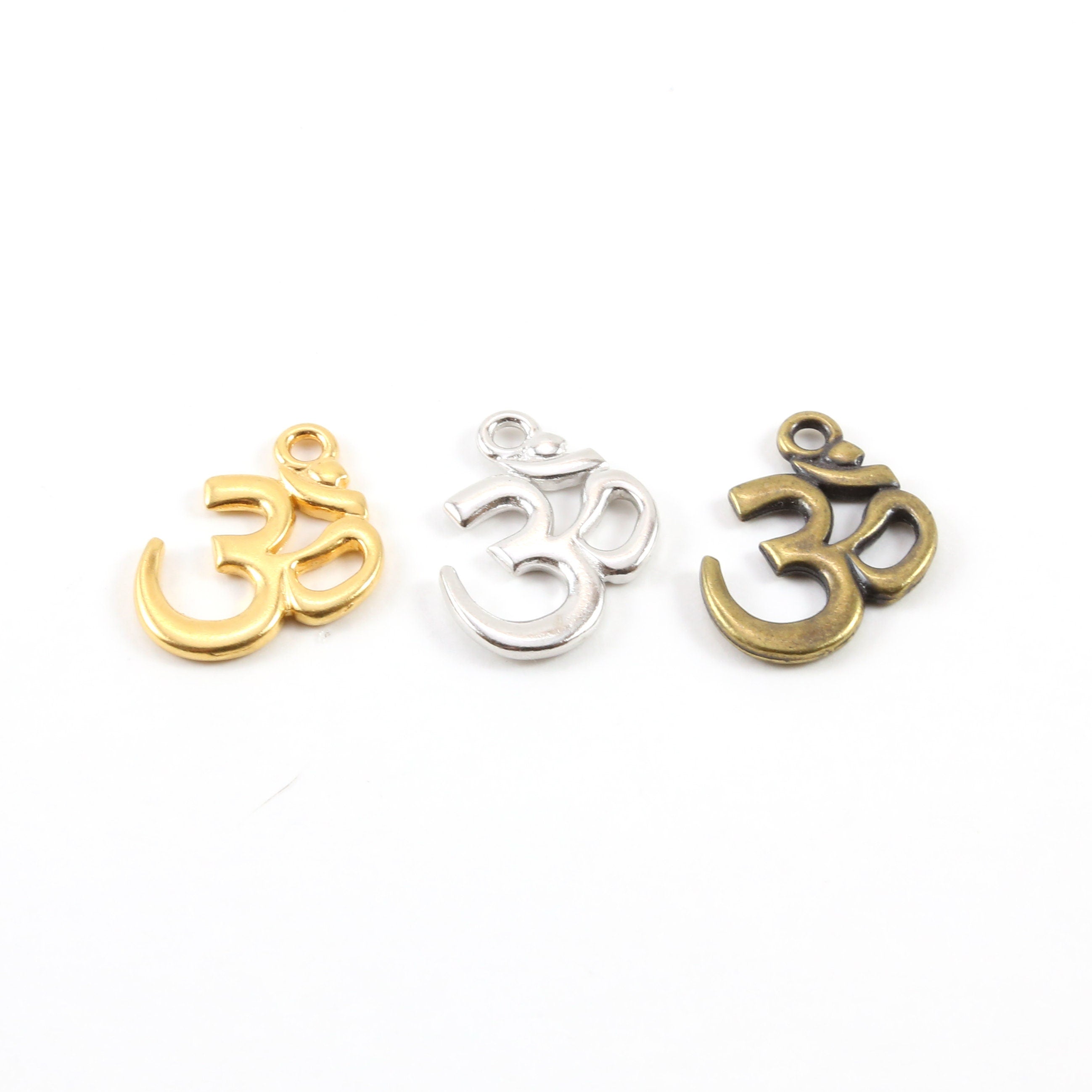 22mmx18mm Pewter Large Ohm Om Necklace Charm Buddha Mantra Yoga