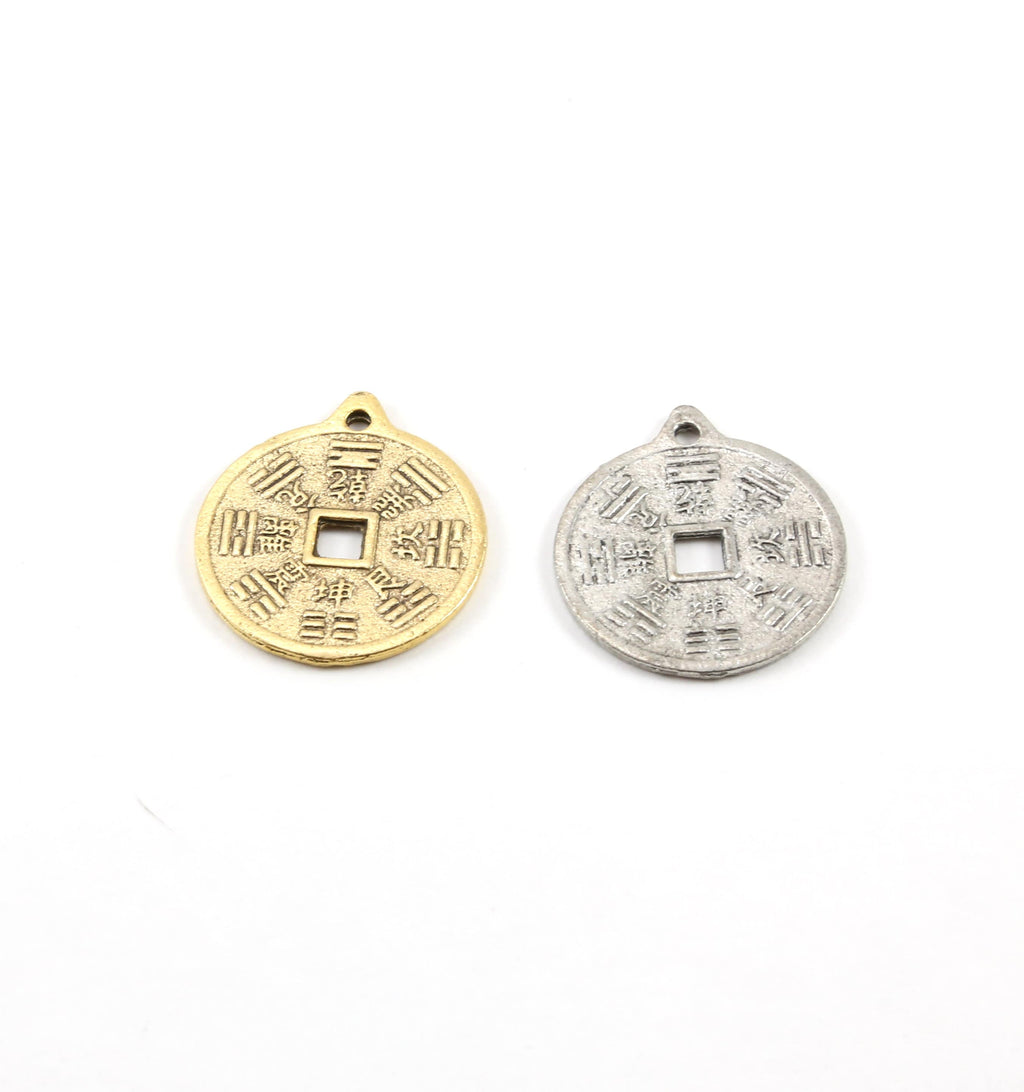 27mmx23mm Pewter Chinese Zodiac Coin Medallion Charm Symbol Pendant