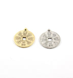 27mmx23mm Pewter Chinese Zodiac Coin Medallion Charm Symbol Pendant