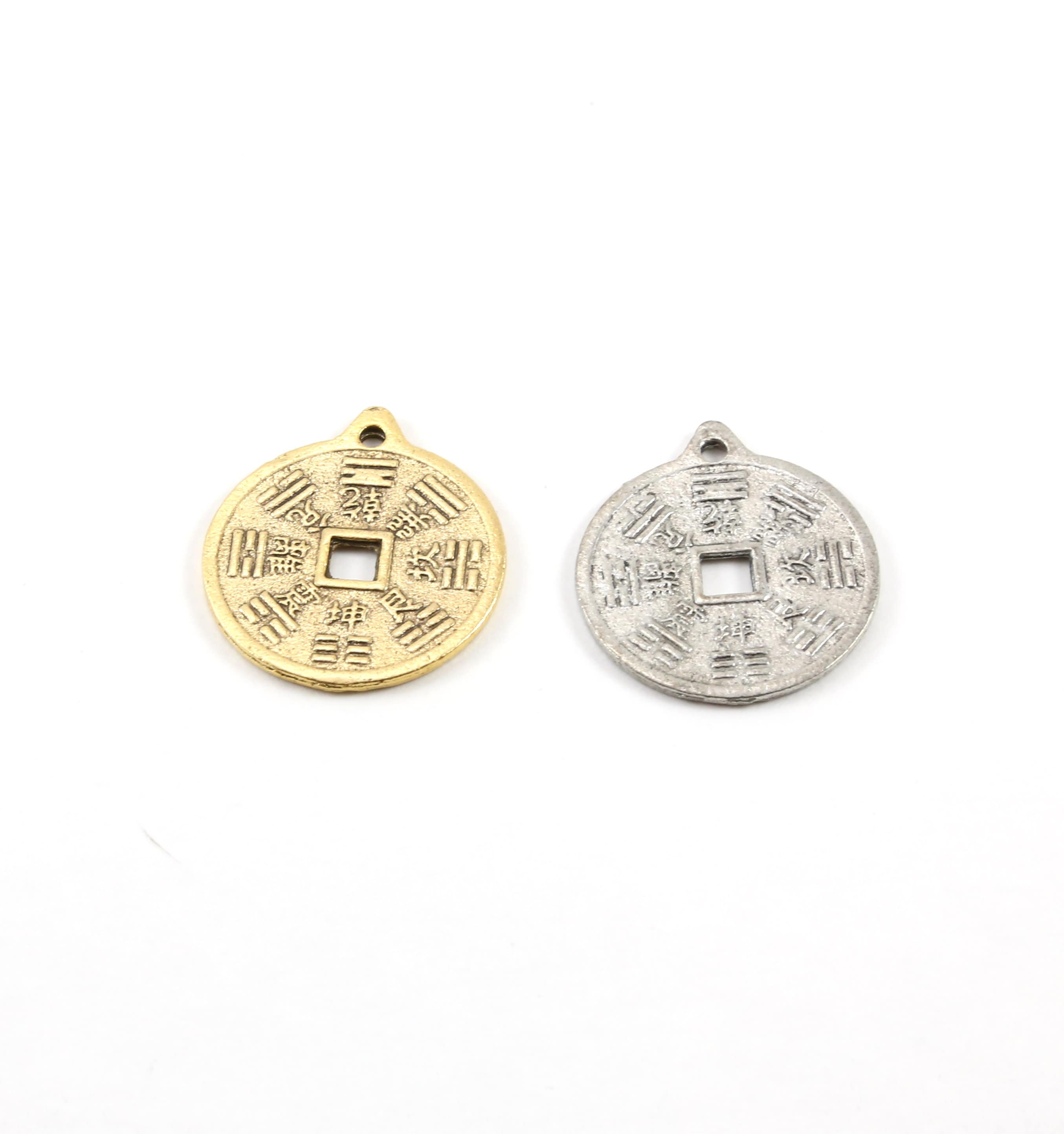27mmx23mm Pewter Chinese Zodiac Coin Medallion Charm Symbol Pendant