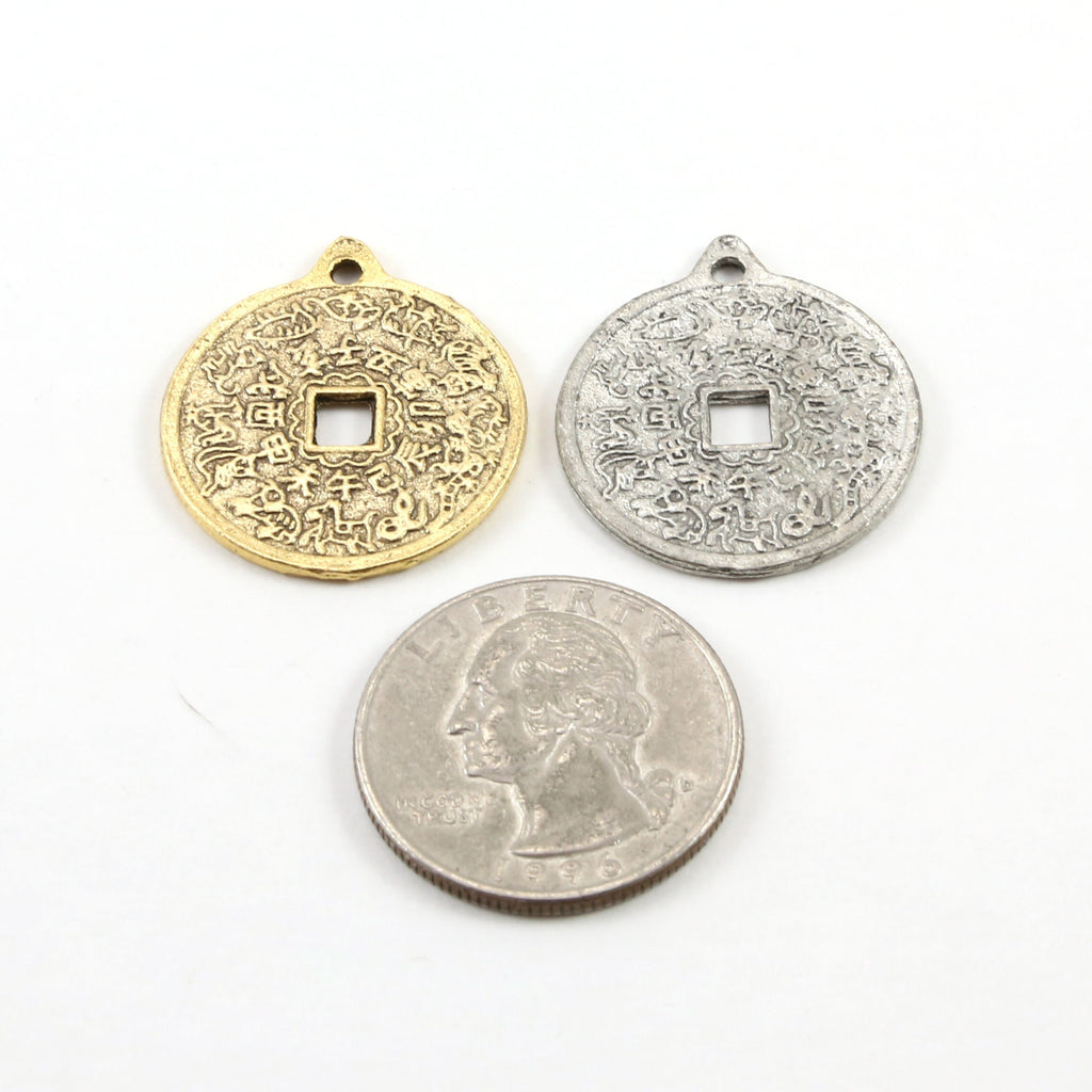 27mmx23mm Pewter Chinese Zodiac Coin Medallion Charm Symbol Pendant