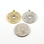 27mmx23mm Pewter Chinese Zodiac Coin Medallion Charm Symbol Pendant