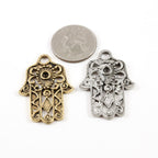 40mmx28mm Pewter Extra Large Hamsa Pendant Charm for Pointed Back