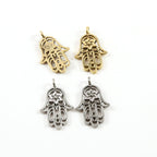 25mmx15mm Pewter Hamsa with Star of David Center Pendant Charm Religious (2pc)
