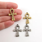 Pewter Egyptian Ankh Life Charm Antique Silver Antique Gold (2pc)