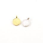13mmx10mm Sterling Silver or Vermeil Small Embossed Om Ohm Circle Coin