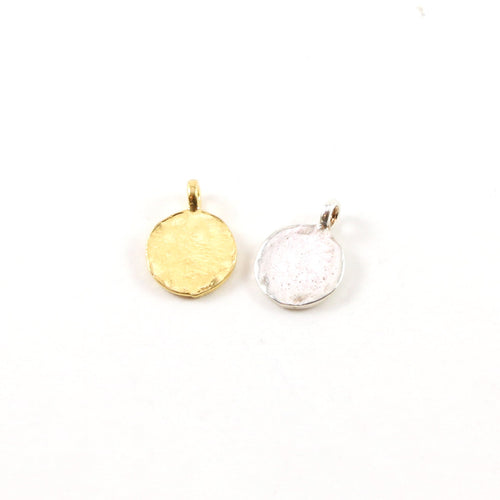 13mmx10mm Sterling Silver or Vermeil Small Embossed Om Ohm Circle Coin
