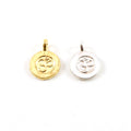 13mmx10mm Sterling Silver or Vermeil Small Embossed Om Ohm Circle Coin