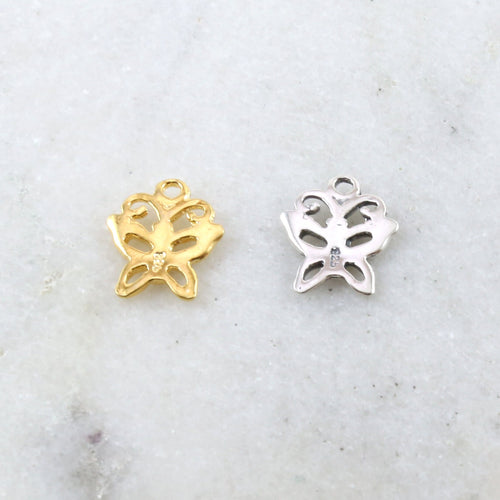 13mmx10mm Sterling Silver or Vermeil Delicate Girly Sweet Butterfly Charm