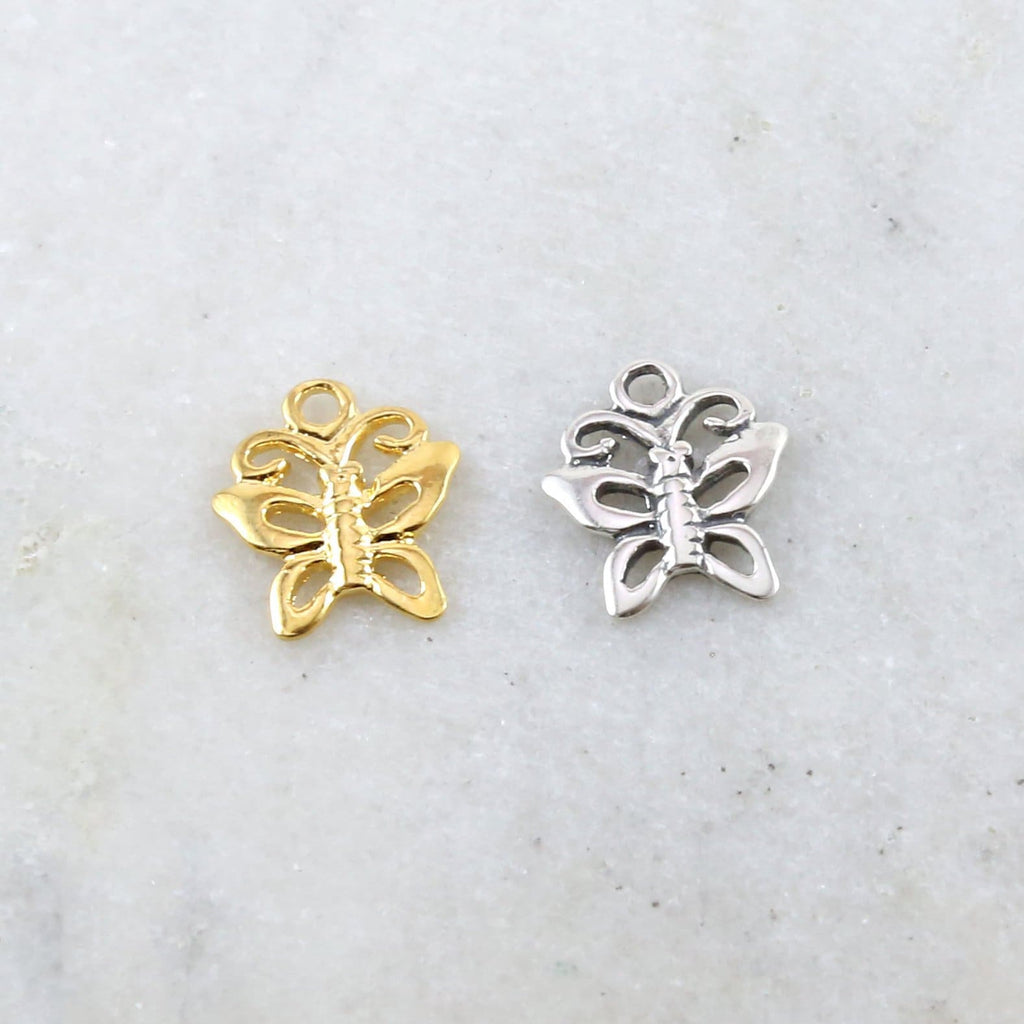13mmx10mm Sterling Silver or Vermeil Delicate Girly Sweet Butterfly Charm