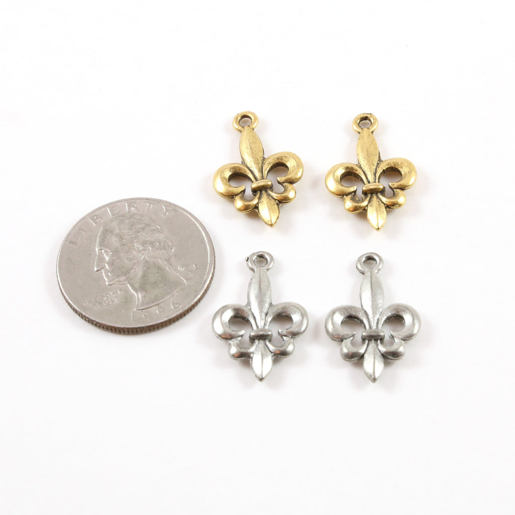 Pewter Simple Fleur De Lis Charm Pendant Necklace Charm 14mm X (2pc)
