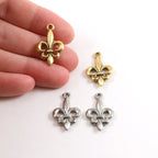 Pewter Simple Fleur De Lis Charm Pendant Necklace Charm 14mm X (2pc)