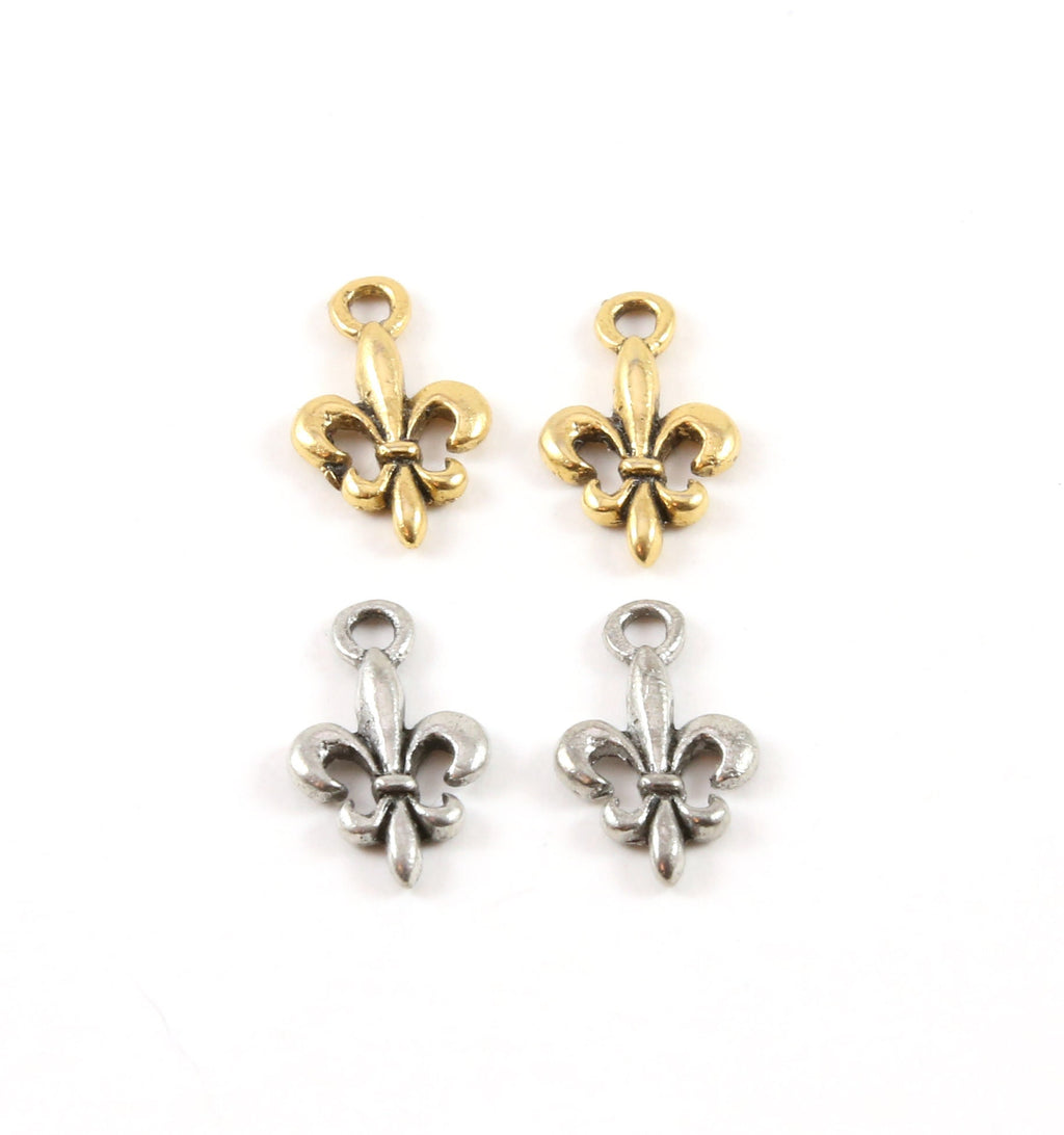 Pewter Simple Fleur De Lis Charm Pendant Necklace Charm 14mm X (2pc)
