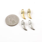 20mmx6mm Pewter Small Curved Horn Point Dagger Charm Pendant Gold (2pc)