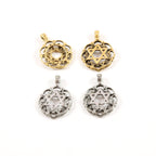 20mmx15mm Pewter Round Scalloped Edge Star of David Coin Pendant Charm (2pc)