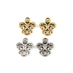 16mmx13mm Pewter Fancy Fleur De Lis 2 Loop Connector Charm Necklace (2pc)