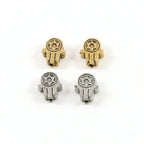 9mmx7mm Pewter Tiny Hamsa with Star of David Center Bead Charm (2pc)