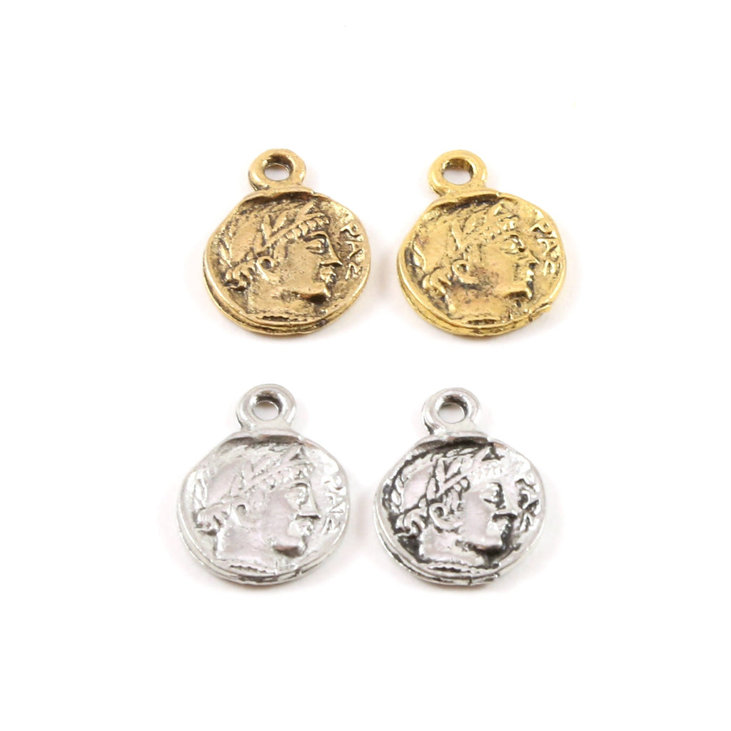 15mmx11mm Pewter Ancient Greek Mythology Athena's Owl Symbol Double (2pc)