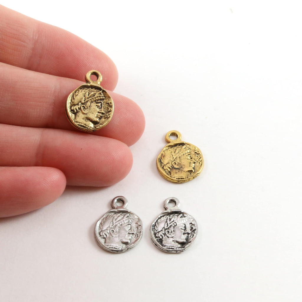 15mmx11mm Pewter Ancient Greek Mythology Athena's Owl Symbol Double (2pc)