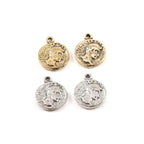 15mmx11mm Pewter Ancient Greek Greece Symbol Double Sided Coin Medallion (2pc)