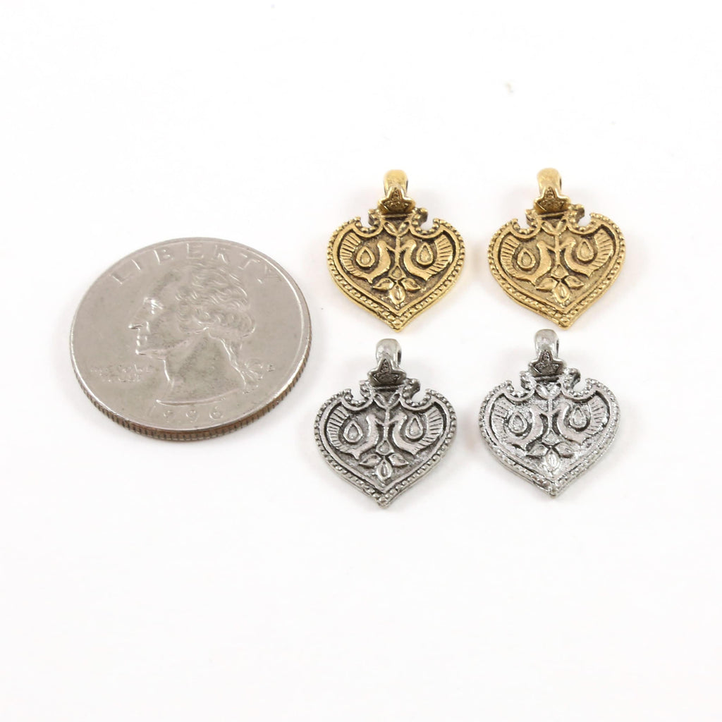 Pewter Ancient Amulet Spade Wings Symbol Coin Medallion Charm (2pc)