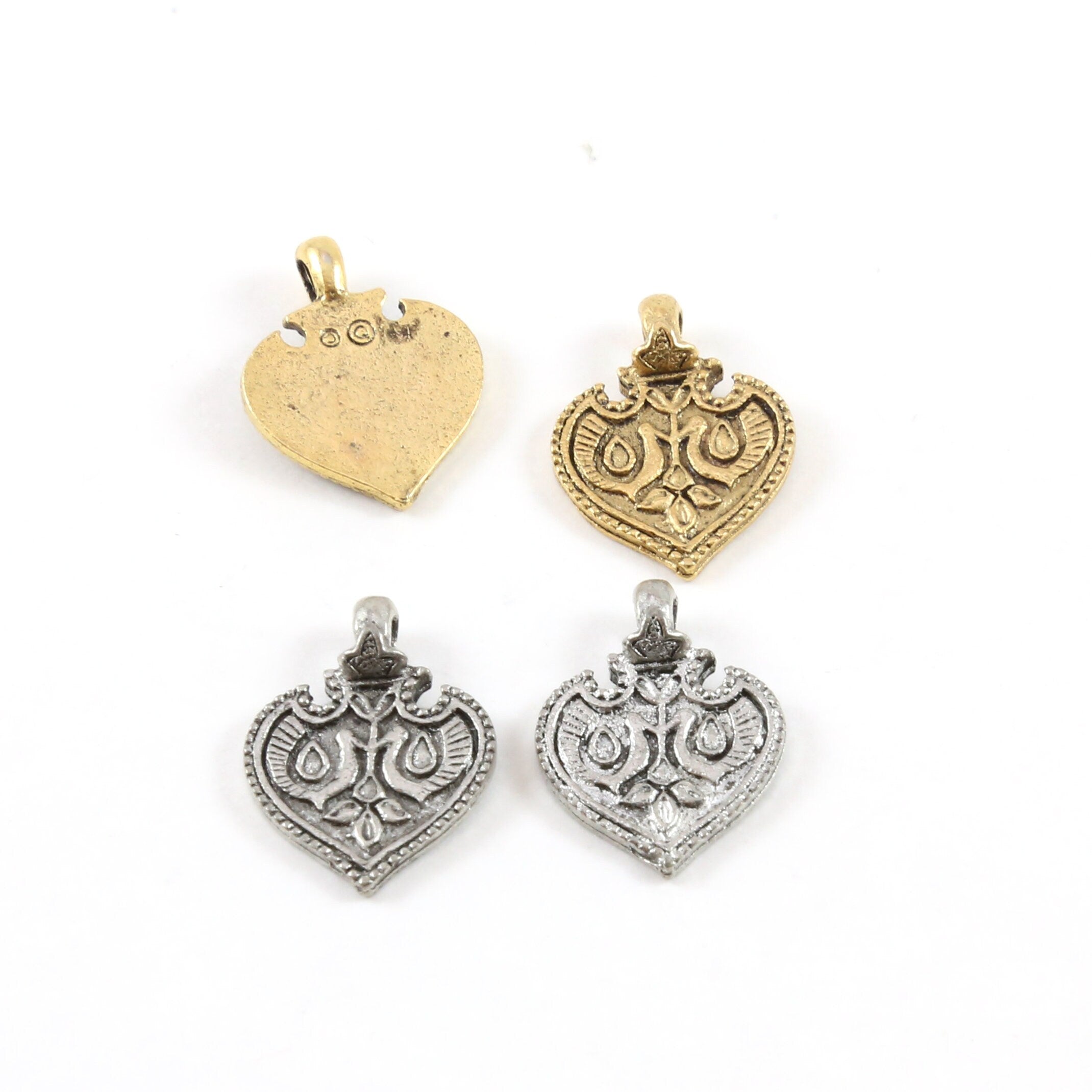 Pewter Ancient Amulet Spade Wings Symbol Coin Medallion Charm (2pc)