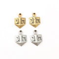 17mmx16mm Pewter Dreidel Hanukkah Toy Charm Jewish Religious Pendant (2pc)