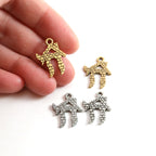 Pewter Chai Life House Charm in Jewish Hebrew Symbol Charm (2pc)