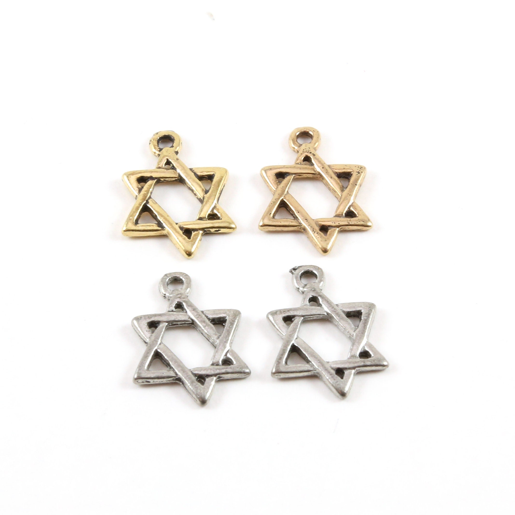 20mmx13mm Pewter Simple Delicate Star of David Pendant Charm Religious (2pc)