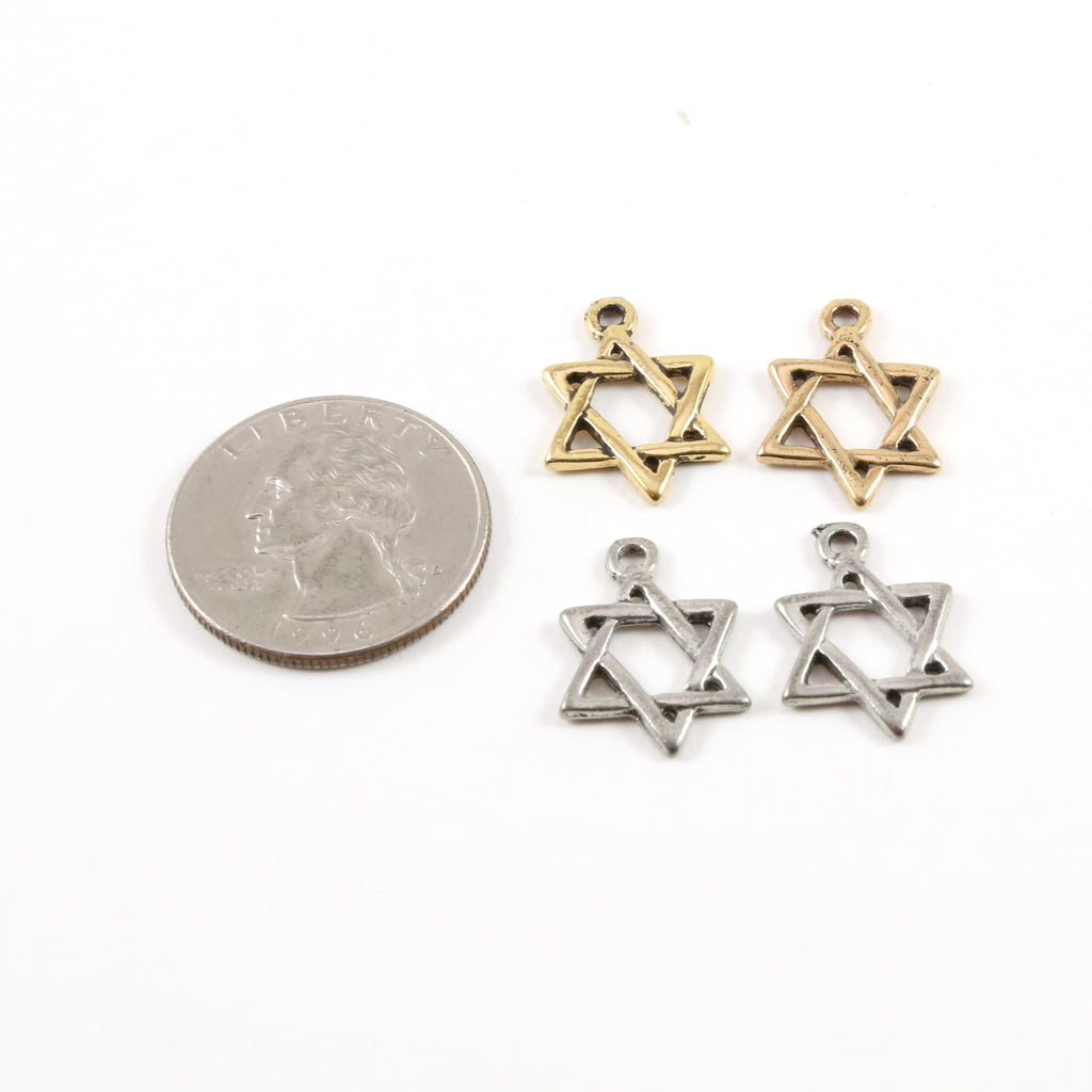 20mmx13mm Pewter Simple Delicate Star of David Pendant Charm Religious (2pc)