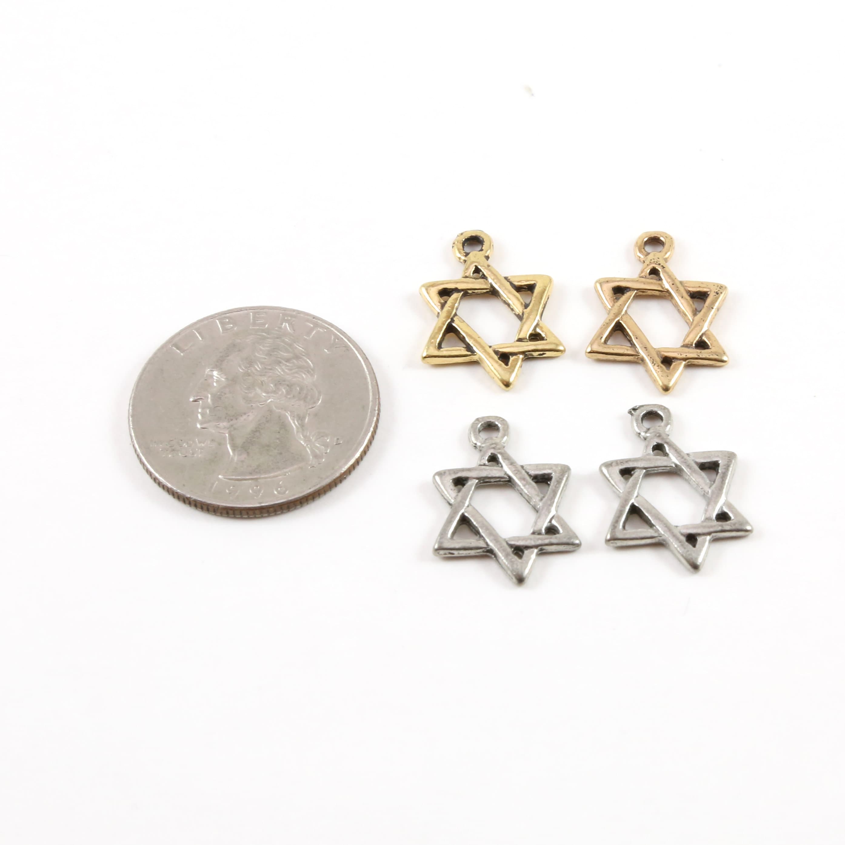 20mmx13mm Pewter Simple Delicate Star of David Pendant Charm Religious (2pc)