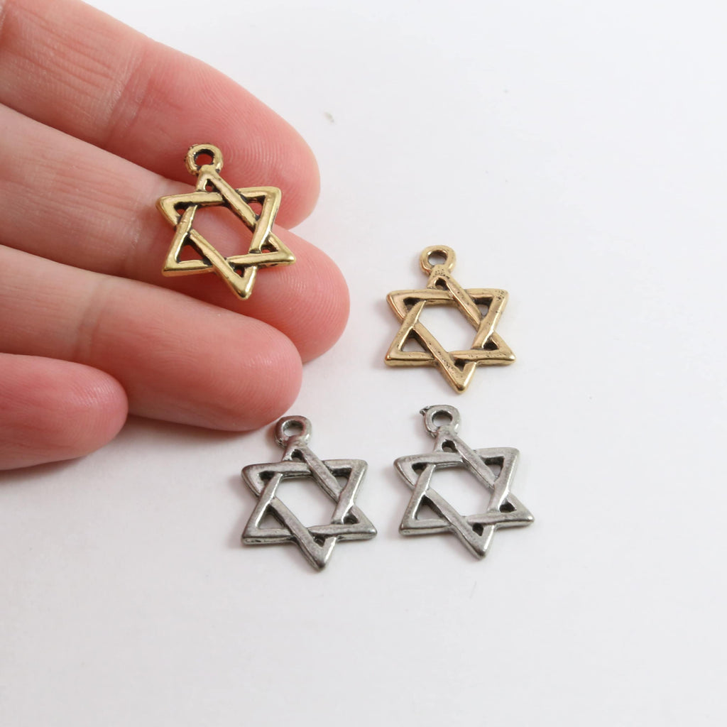 20mmx13mm Pewter Simple Delicate Star of David Pendant Charm Religious (2pc)